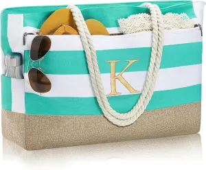 YOOLIFE Mothers Day Gifts - Initial Beach Bags for Women, Personalized Gifts for Women Mom Wife Teacher Friend Birthday