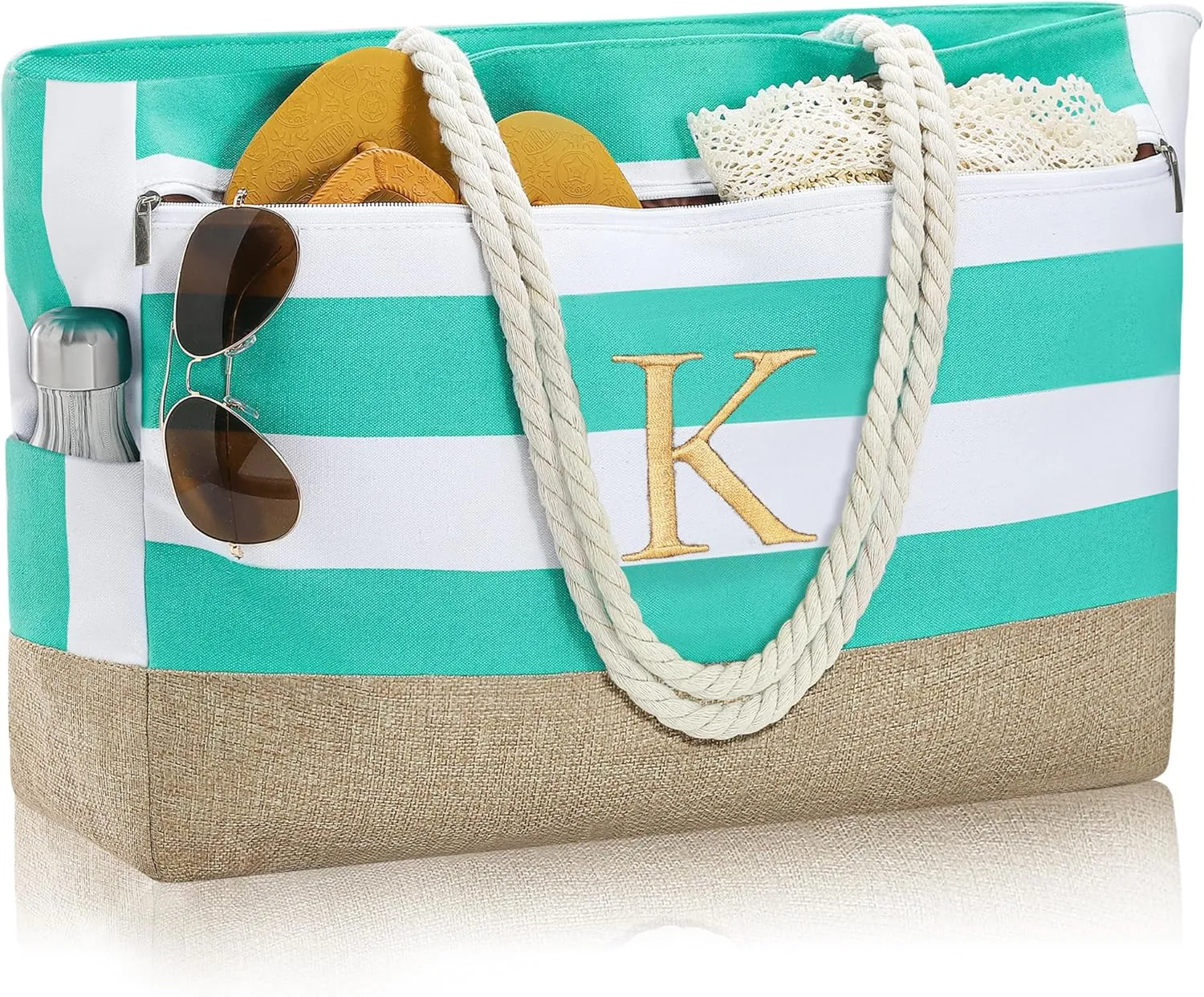 YOOLIFE Mothers Day Gifts - Initial Beach Bags for Women, Personalized Gifts for Women Mom Wife Teacher Friend Birthday