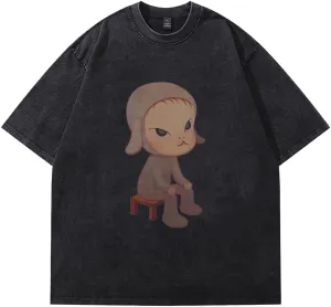 Yoshitomo Nara Sleepless Night Sitting Vintage 90s T-Shirt Merch Men Short Sleeve Women Funny Tee Unisex Harajuku Tops