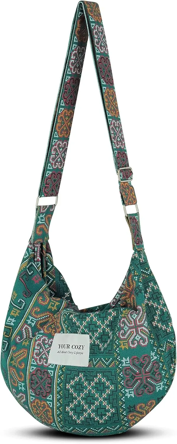 Your Cozy Women's Sling Crossbody Bags Large Shoulder Shopping Hobo Bag Handbag Top Zip Bags Handmade Messenger Bag