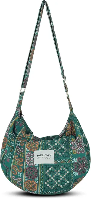 Your Cozy Women's Sling Crossbody Bags Large Shoulder Shopping Hobo Bag Handbag Top Zip Bags Handmade Messenger Bag