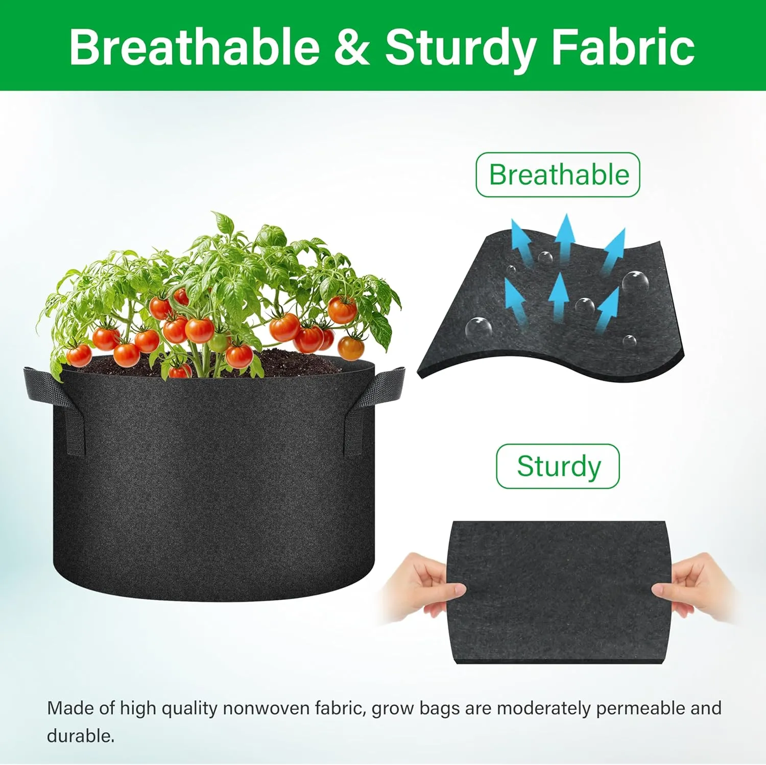 YSSOA 10-Pack 7 Gallon Grow Bags, Aeration Nonwoven Fabric Plant Pots with Handles, Heavy Duty Gardening Planter for Potato, Tomato, Vegetable and Fruits, Black 2024 Version