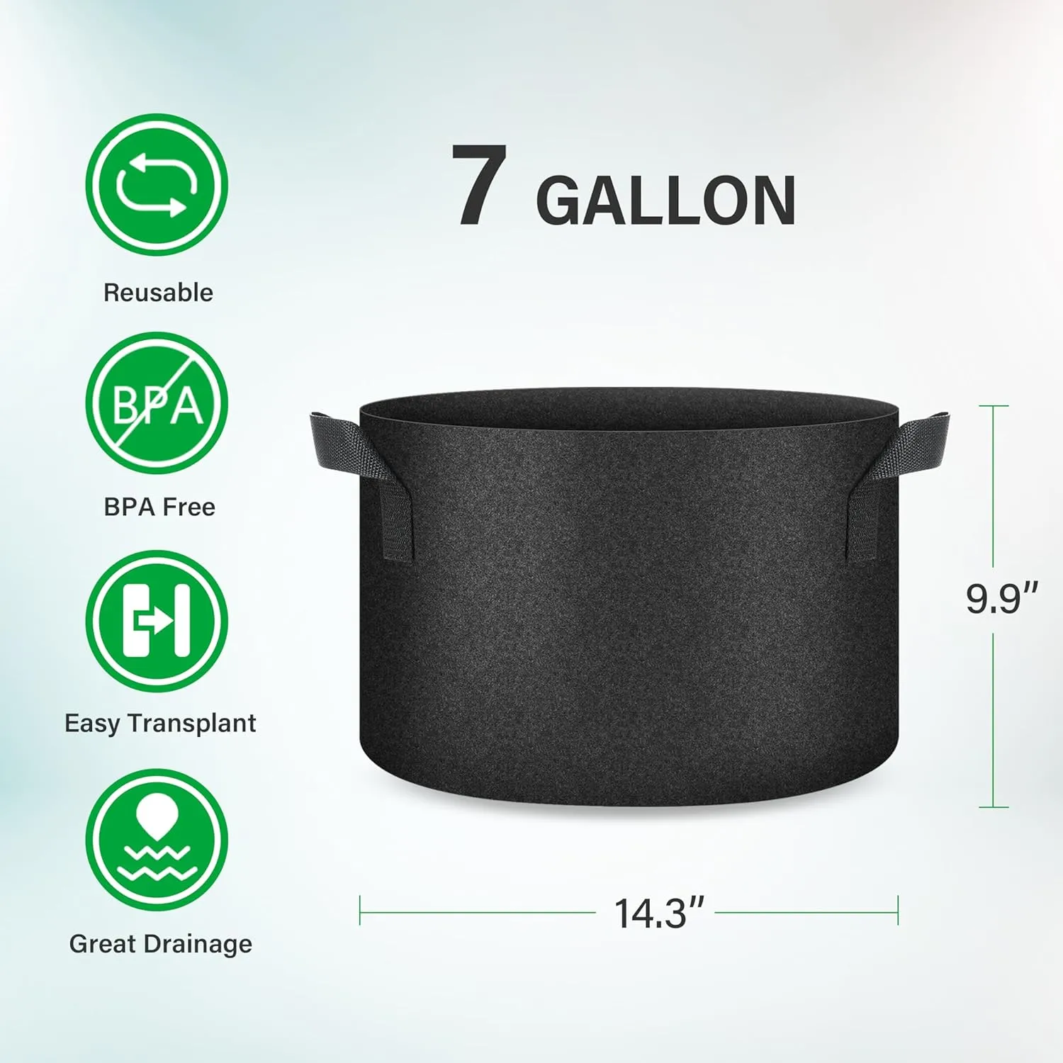 YSSOA 10-Pack 7 Gallon Grow Bags, Aeration Nonwoven Fabric Plant Pots with Handles, Heavy Duty Gardening Planter for Potato, Tomato, Vegetable and Fruits, Black 2024 Version