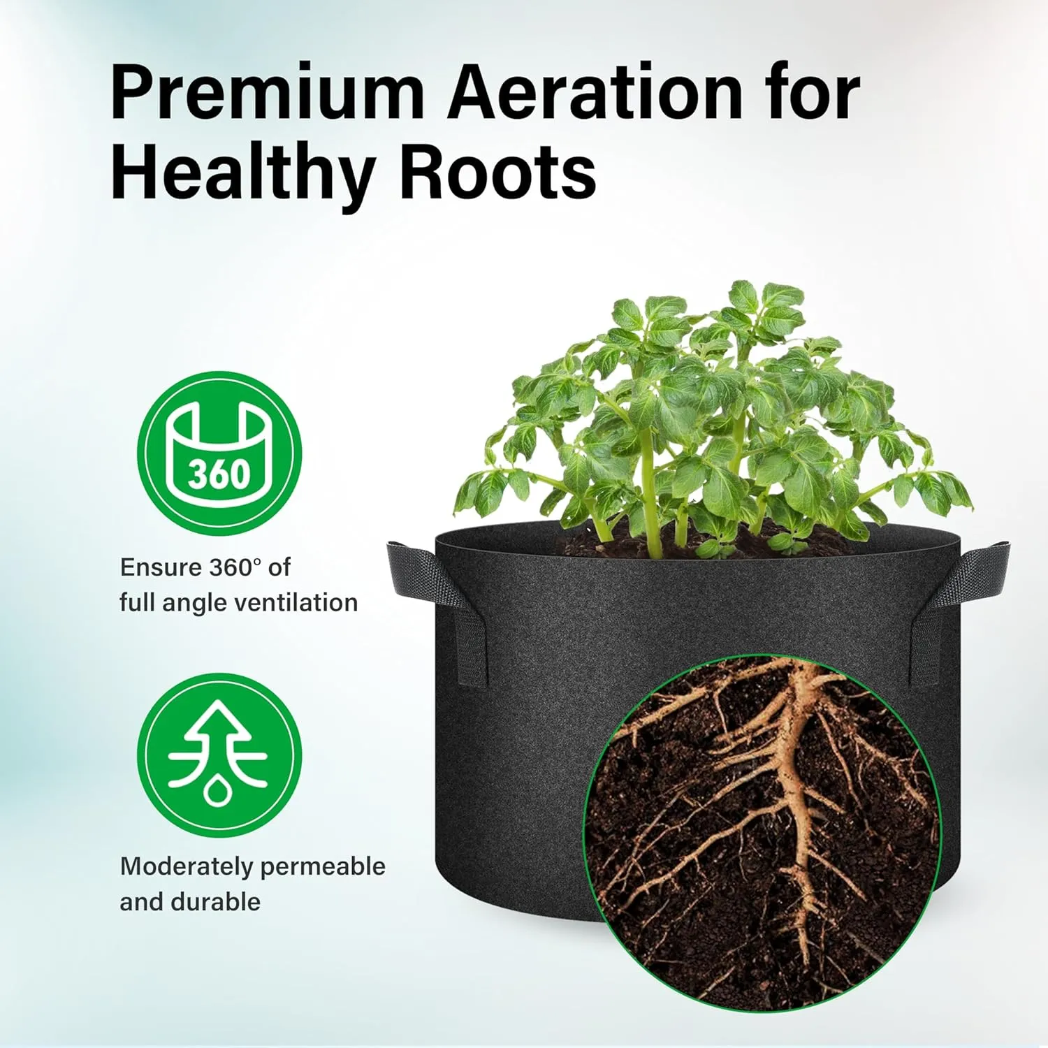 YSSOA 10-Pack 7 Gallon Grow Bags, Aeration Nonwoven Fabric Plant Pots with Handles, Heavy Duty Gardening Planter for Potato, Tomato, Vegetable and Fruits, Black 2024 Version