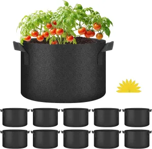 YSSOA 10-Pack 7 Gallon Grow Bags, Aeration Nonwoven Fabric Plant Pots with Handles, Heavy Duty Gardening Planter for Potato, Tomato, Vegetable and Fruits, Black 2024 Version