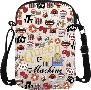 ZJXHPO Casino Cross Body Bag Casino Gambling Lover Gift Queen Of The Machine Messenger Bag Slot Gambling Lucky Gift