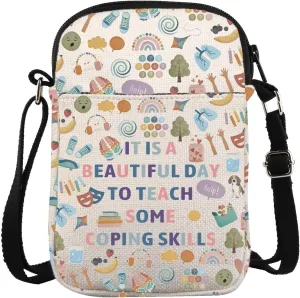 ZJXHPO Counselor Cross Body Bag It Is Abeautiful Day To Teach Some Coping Skills Messenger Bag Counselor Appreciation Gift