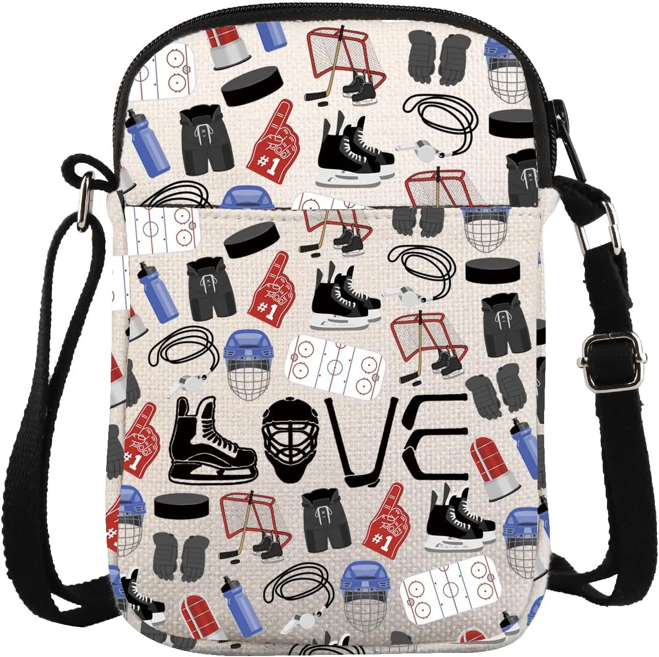 ZJXHPO Hockey Player Cross Body Bag Ice Hockey Messenger Bag Hockey Team Gift Hockey Lover Gift Hockey Mom Shoulder Bag