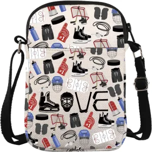 ZJXHPO Hockey Player Cross Body Bag Ice Hockey Messenger Bag Hockey Team Gift Hockey Lover Gift Hockey Mom Shoulder Bag