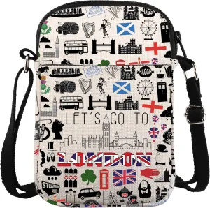 ZJXHPO London Tavel Gift London Trip Cross Body Bag Let’s Go To London Messenger Bag London Souvenir London Vacation Gift
