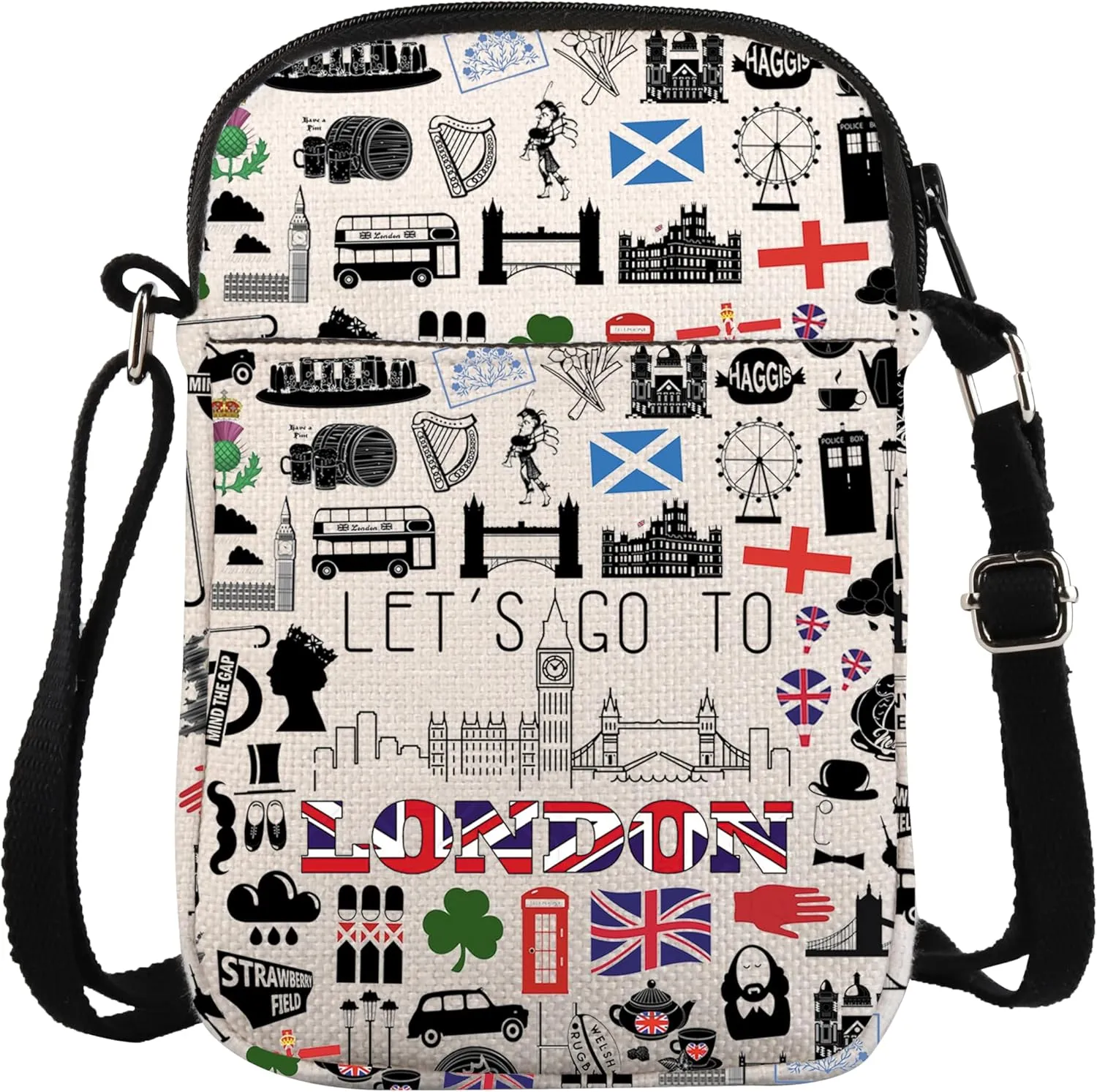 ZJXHPO London Tavel Gift London Trip Cross Body Bag Let’s Go To London Messenger Bag London Souvenir London Vacation Gift