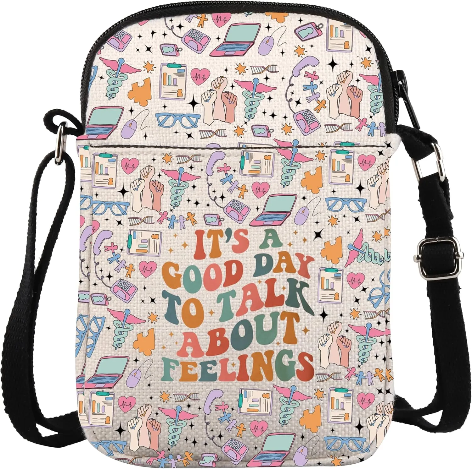 ZJXHPO Mental Health Cross Body Bag It's A Good Day To Talk About Feelings Messenger Bag Social Workers Educator Carry On Bag