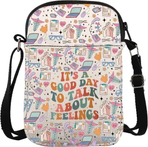 ZJXHPO Mental Health Cross Body Bag It's A Good Day To Talk About Feelings Messenger Bag Social Workers Educator Carry On Bag