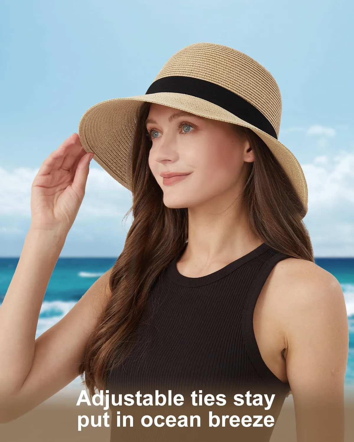 Zylioo Oversize XXL Womens Straw Sun Hat,Wide Brim Extra Large Beach Hats,UPF 50  Floppy Summer Hat for Big Heads