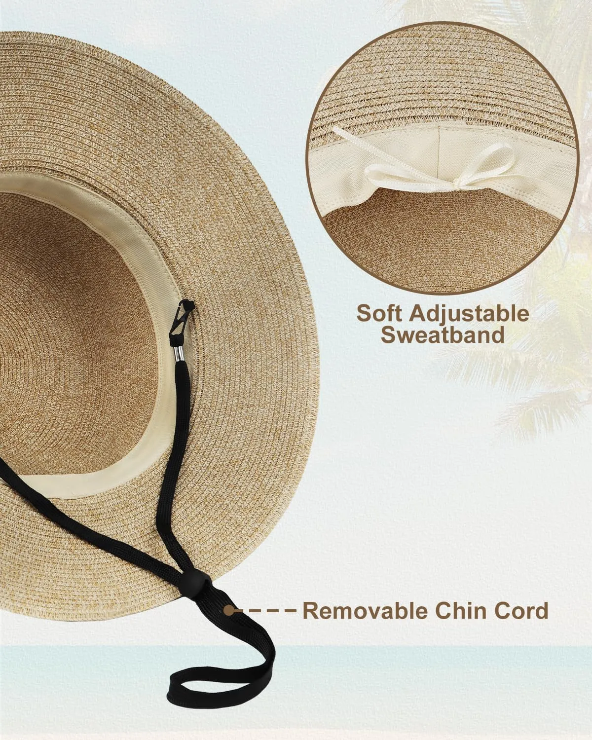 Zylioo Oversize XXL Womens Straw Sun Hat,Wide Brim Extra Large Beach Hats,UPF 50  Floppy Summer Hat for Big Heads